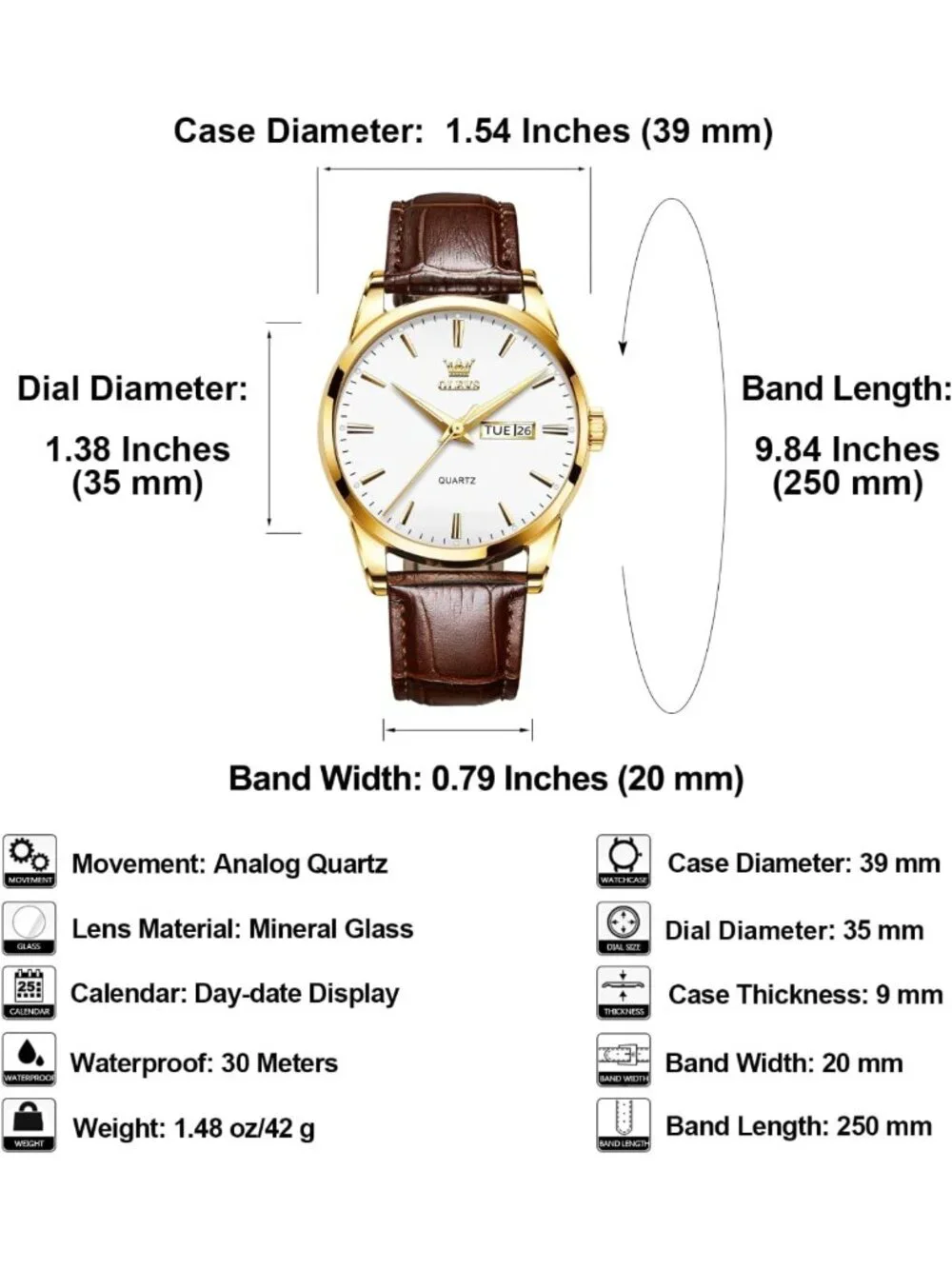 Stylish Casual Leather Watch for Men - Easy Read Analog, Waterproof, Luminous